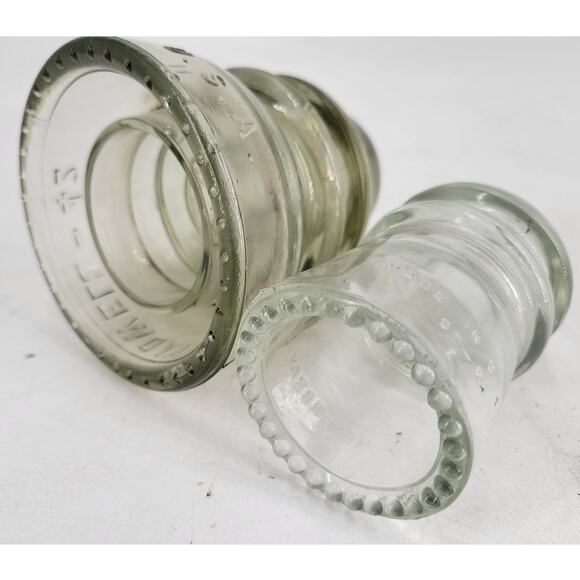 Lot of 2 - Hemingray 9 and Maydwell 42 Clear Glass Telegraph Insulators VINTAGE - Picture 3 of 8